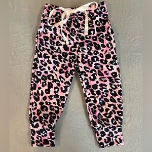 Girls NEW Pink Cheetah Stretch Knit Joggers, SiE 6-12M
